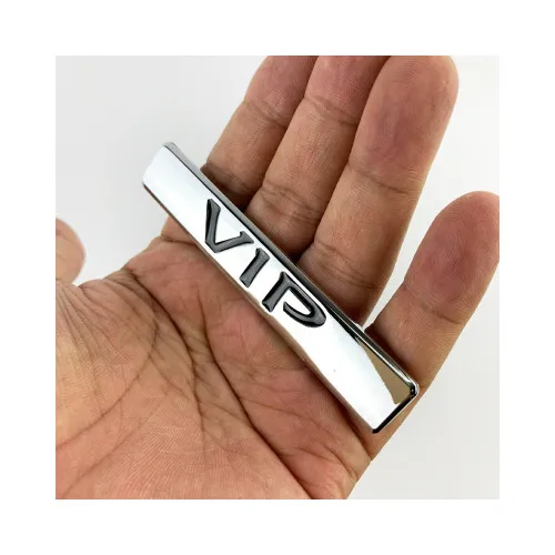 Ornament metalic auto Vip cromat 9.4x1.6 cm — imaginea 3