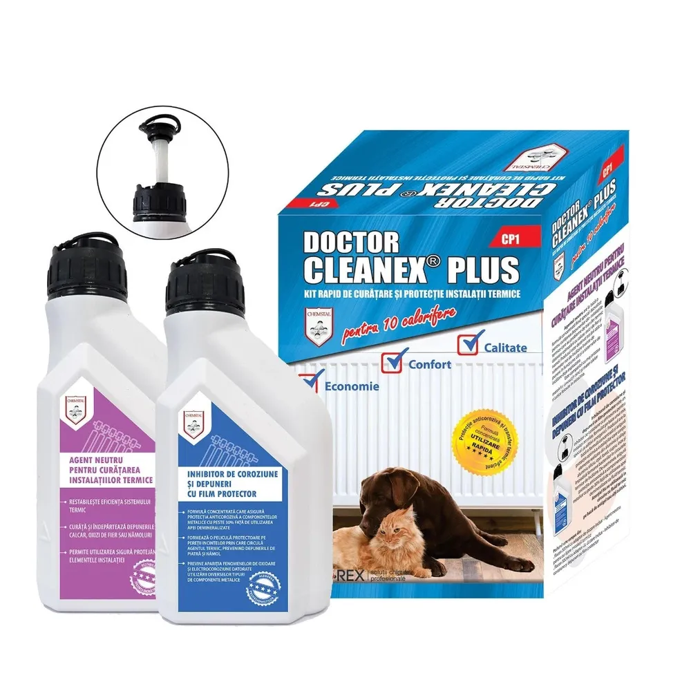 Pachet Doctor Cleanex Plus pentru instalatii termice, 2 x 500 ml