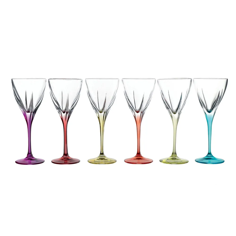 Pahar apa, Fusion RCR, din sticla cristalina, multicolor, 250 ml, set 6 bucati