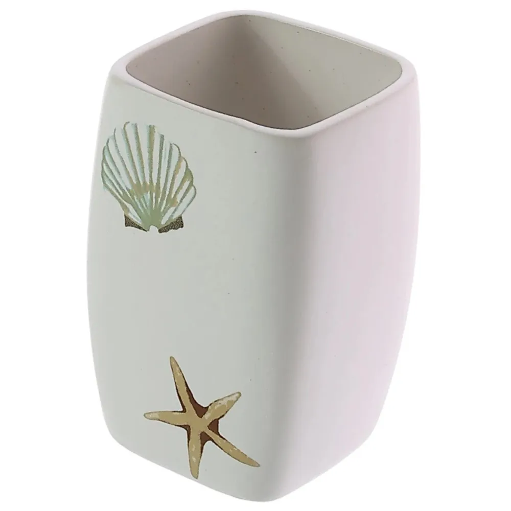 Pahar baie pentru igiena personala, Kadda Ocean BCO-0294C, ceramica, model marin, 7 x 6.5 x 10.5 cm