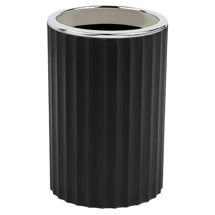 Pahar baie pentru igiena personala, Okyanus Home Coliseum OKY-456-1, polipropilena + ABS, stativ, negru + cromat, 12.2 x 8.3 x 8.3 cm