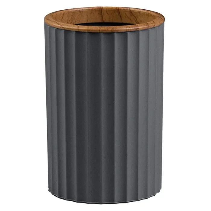 Pahar baie pentru igiena personala, Okyanus Home Coliseum OKY-456-3, polipropilena + ABS, stativ, antracit + lemn, 12.2 x 8.3 x 8.3 cm
