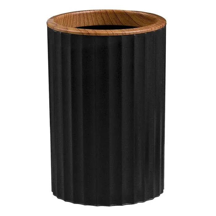 Pahar baie pentru igiena personala, Okyanus Home Coliseum OKY-456-3, polipropilena + ABS, stativ, negru + lemn, 12.2 x 8.3 x 8.3 cm