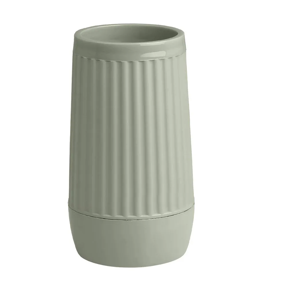 Pahar baie pentru igiena personala, Okyanus Home Nida OKY-391, polipropilena, stativ, verde, 13 x 7.5 x 7.5 cm