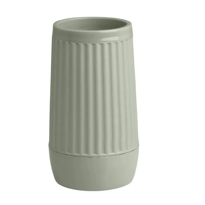 Pahar baie pentru igiena personala, Okyanus Home Nida OKY-391, polipropilena, stativ, verde, 13 x 7.5 x 7.5 cm