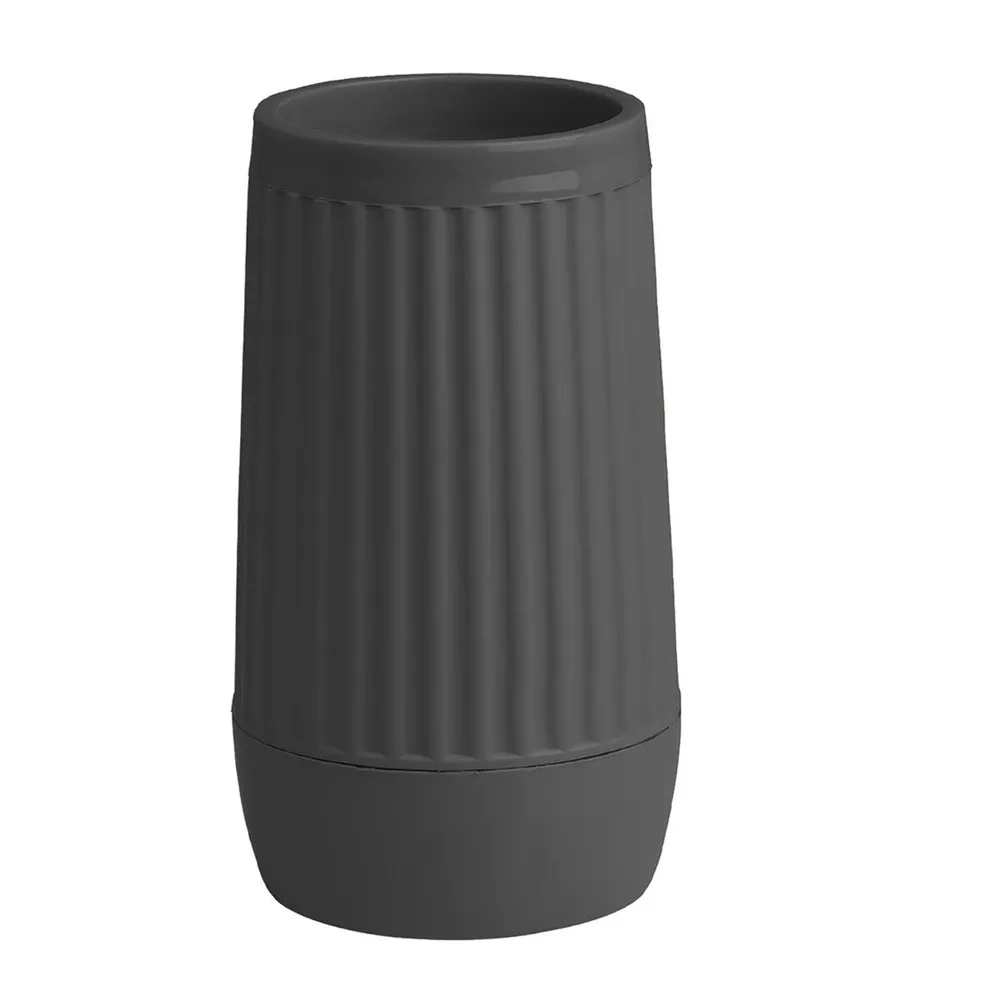 Pahar baie pentru igiena personala, Okyanus Home Nida OKY-391, polipropilena, stativ, antracit, 13 x 7.5 x 7.5 cm