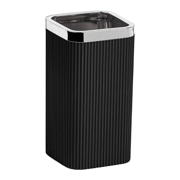 Pahar baie pentru igiena personala, Okyanus Home Stella OKY-464-1, polistiren + ABS, stativ, negru + cromat, 11 x 6.8 x 6.8 cm