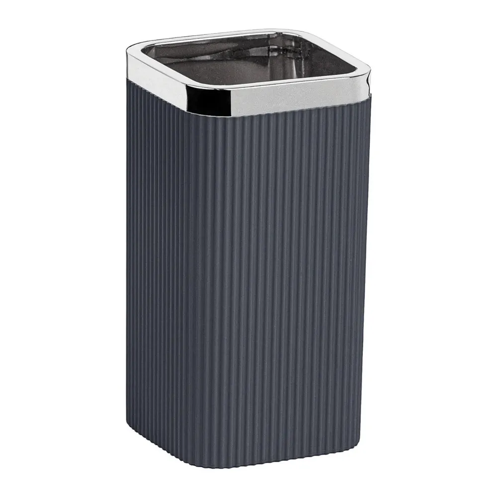 Pahar baie pentru igiena personala, Okyanus Home Stella OKY-464-1, polistiren + ABS, stativ, antracit + cromat, 11 x 6.8 x 6.8 cm