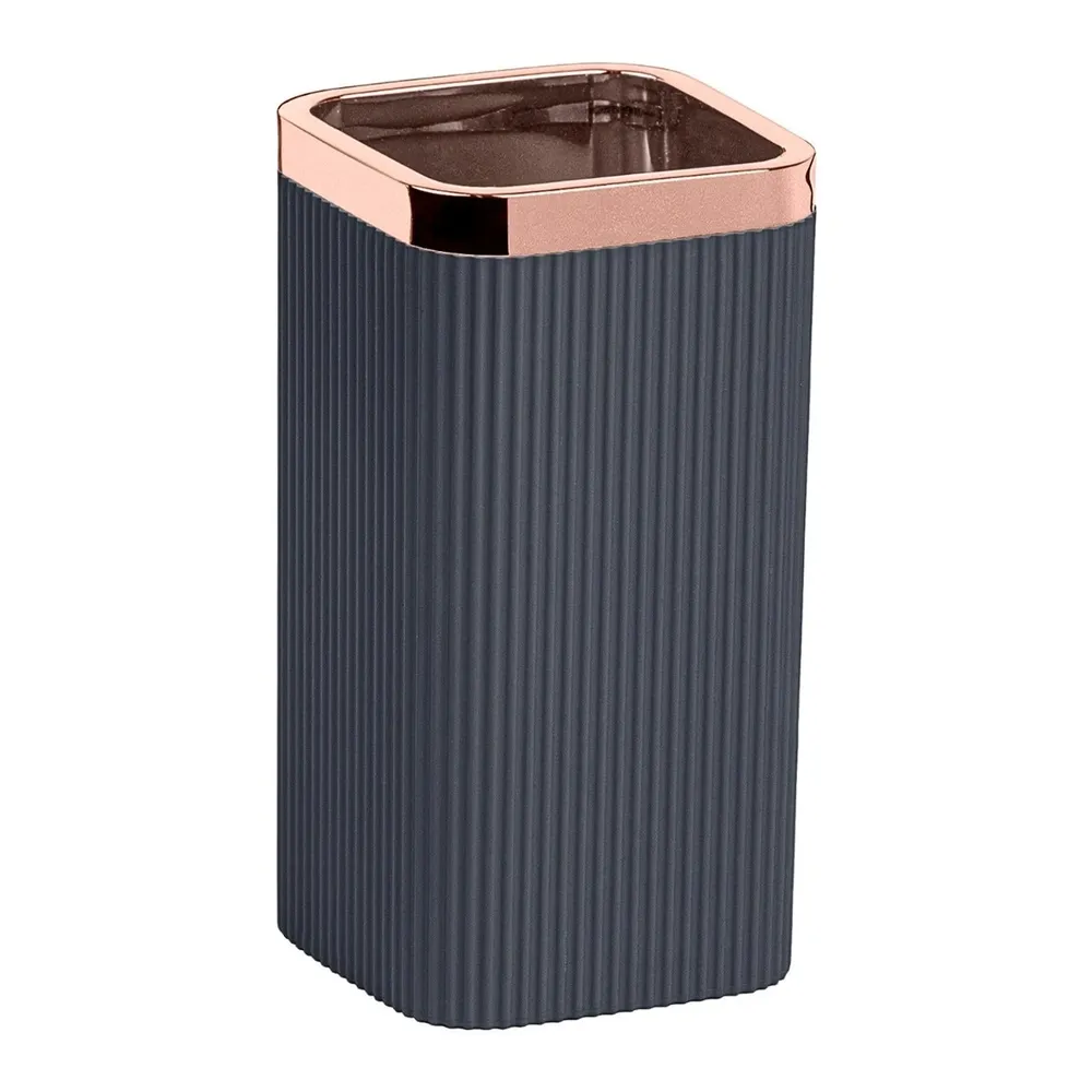 Pahar baie pentru igiena personala, Okyanus Home Stella OKY-464-2, polistiren + ABS, stativ, antracit + roz, 11 x 6.8 x 6.8 cm