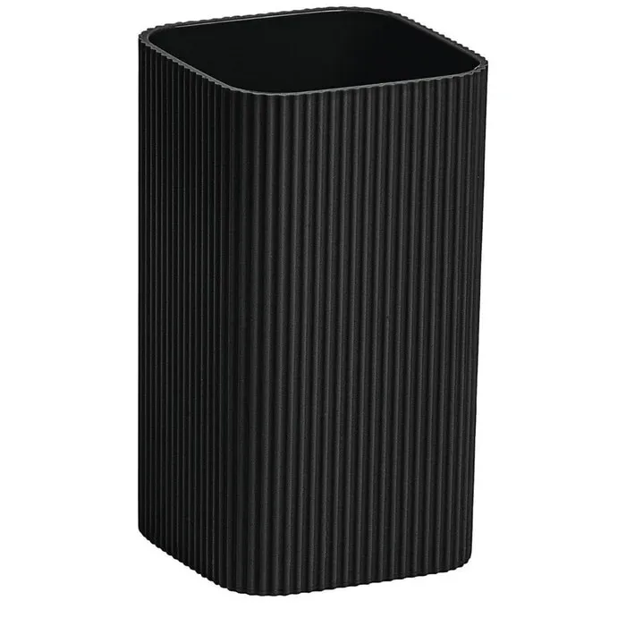 Pahar baie pentru igiena personala, Okyanus Home Stella OKY-464, polistiren, stativ, negru, 11 x 6.8 x 6.8 cm