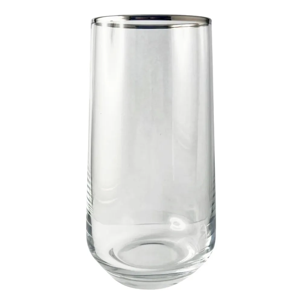 Pahar cocktail 420015, sticla, transparent + platina, 470 ml, set 6 bucati