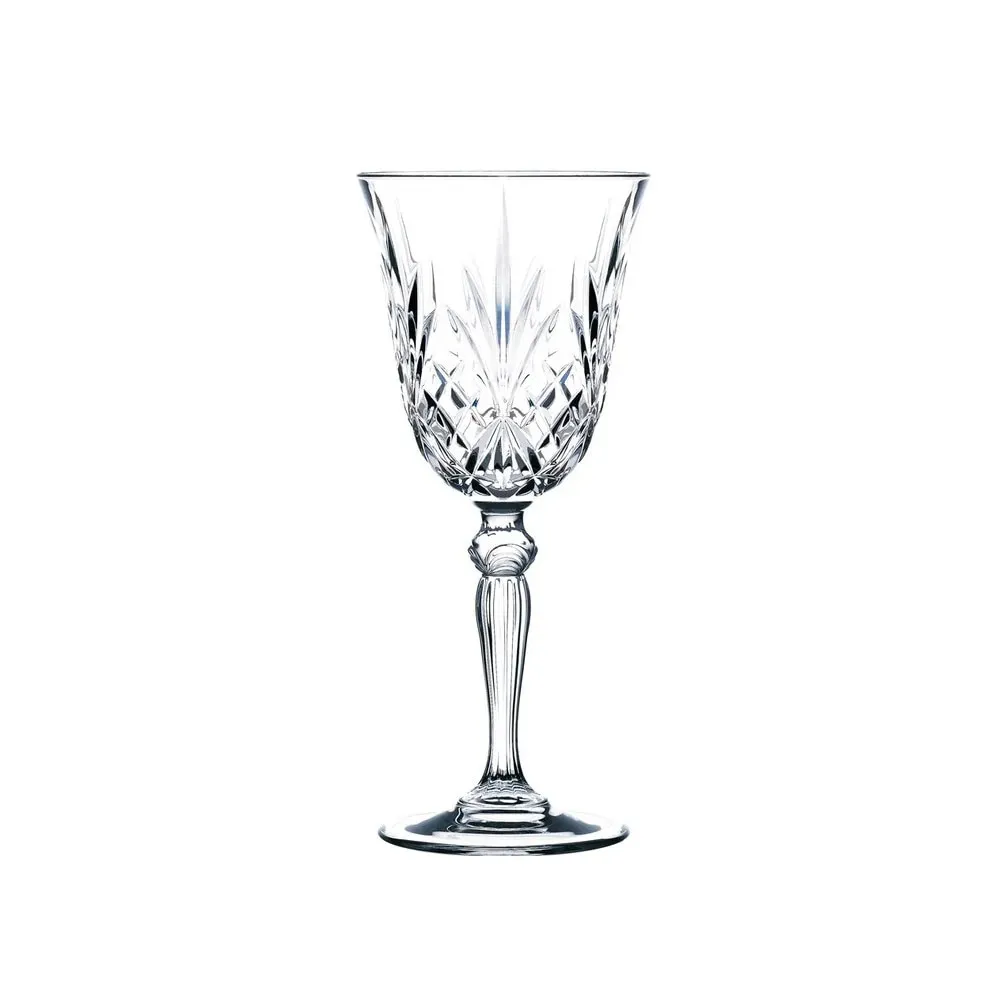 Pahar cu picior vin, Melodia, din sticla cristalina, 210 ml, set 6 bucati