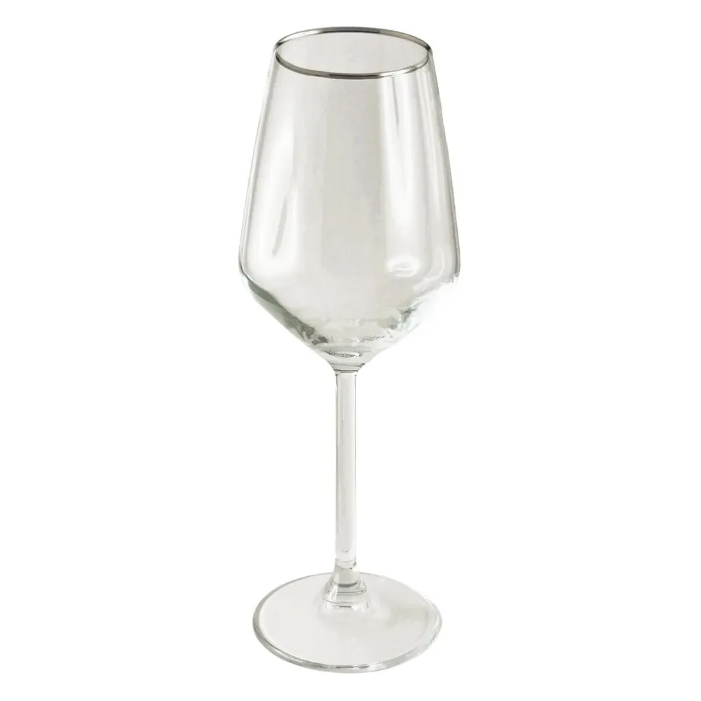 Pahar vin alb 440080, sticla, transparent + platina, 350 ml, set 6 bucati