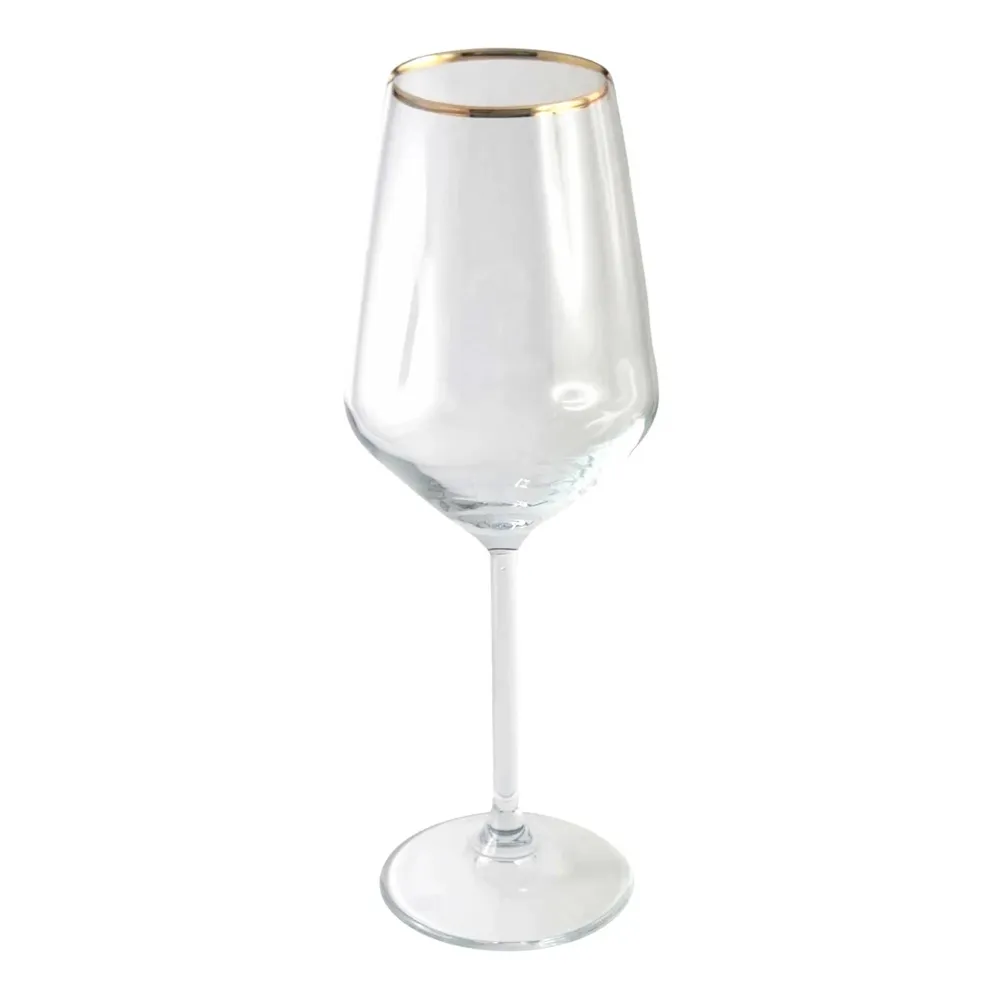 Pahar vin rosu 440065, sticla, transparent + auriu, 490 ml, set 6 bucati