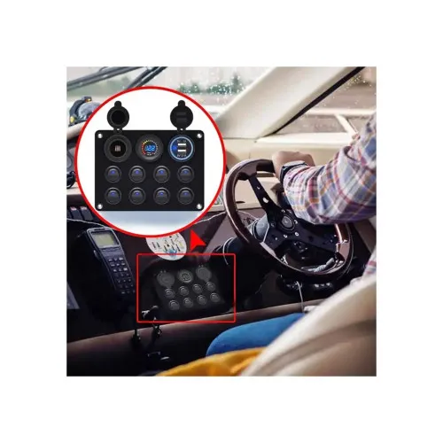 Panou cu priză, voltmetru, 8 întrerupătoare și port USB 12V 20A — imaginea 5