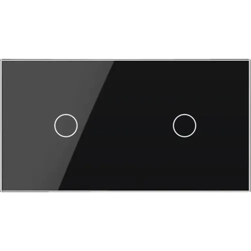 Panou din sticla Livolo negru, pentru 2 x intrerupator simplu cu touch