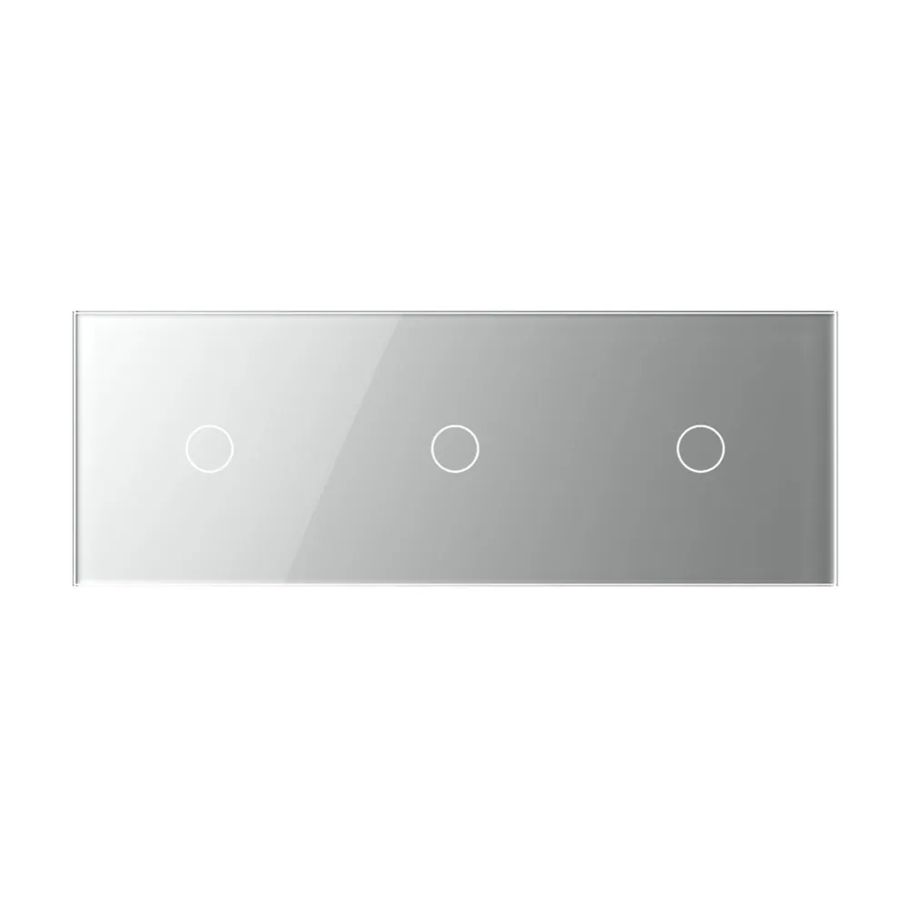 Panou sticla cu 3 intrerupatoare simple Livolo, IP20, argintiu