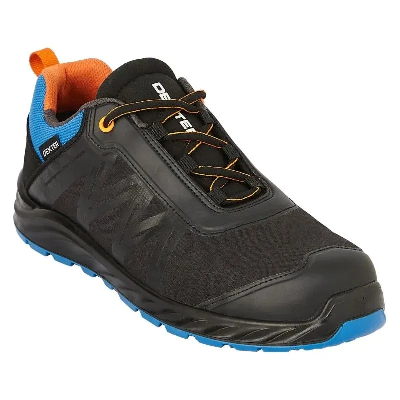 Pantofi de protectie Dexter, S1P, bombeu fibra de sticla, 45 EU, negru/albastru