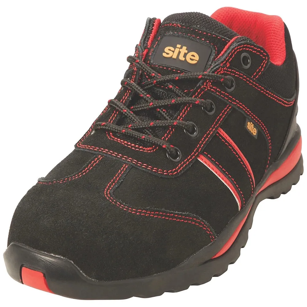 Pantofi de protectie SITE Coltan, marimea 45, negru-rosu