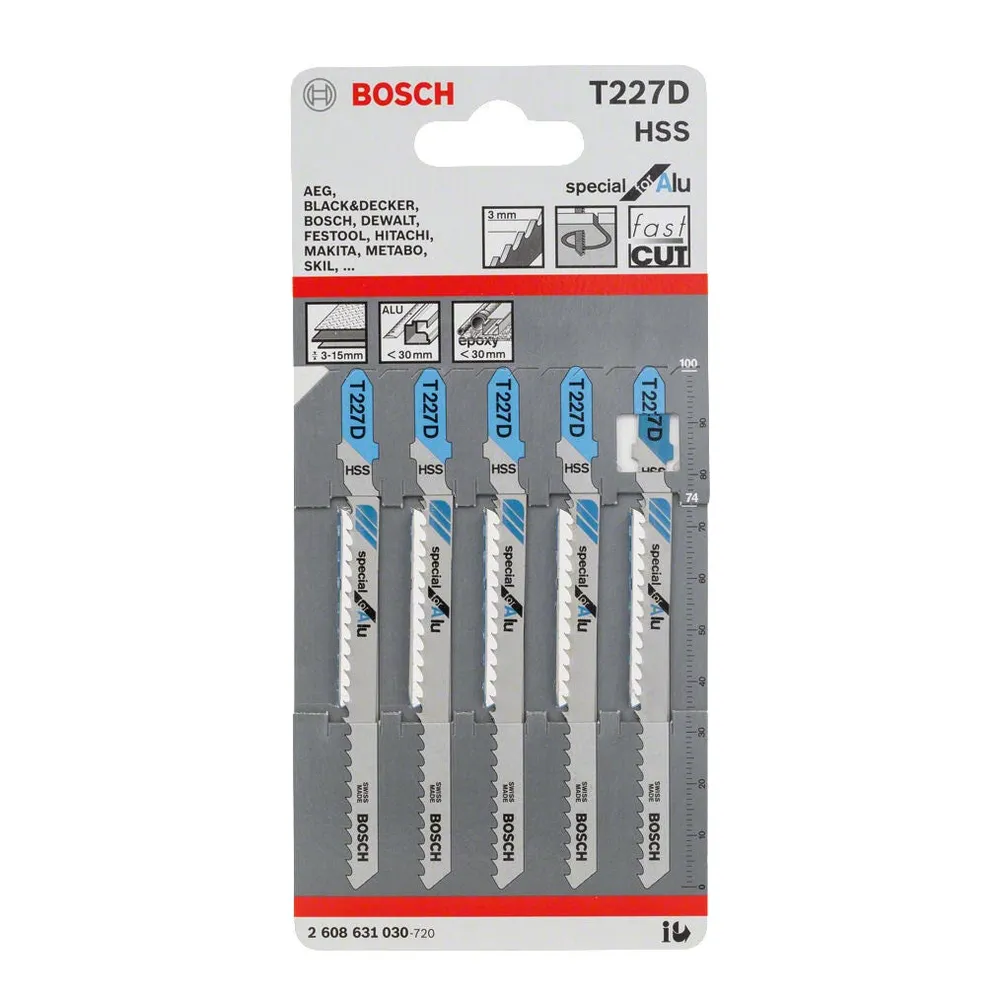 Panza fierastrau vertical, pentru aluminiu, Bosch Special for Alu, T 227 D, 2608631030, set 5 bucati