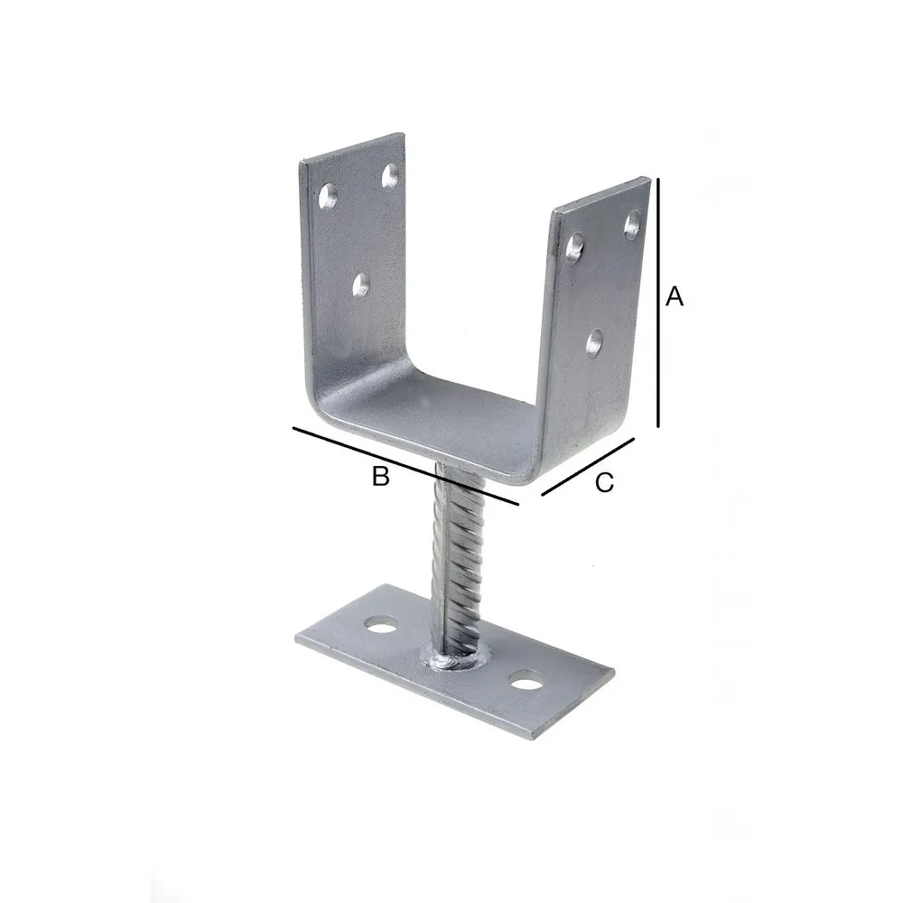 Papuc reazem din tabla de otel zincat, talpa fixa, 100x100x60x5mm