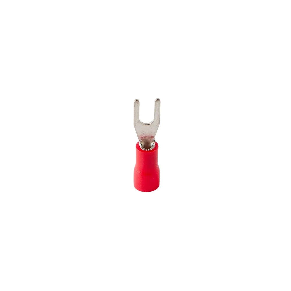 Papuci metalici, tip furca, 0.5 - 1.5 mm², M3, rosu (set 50 buc)