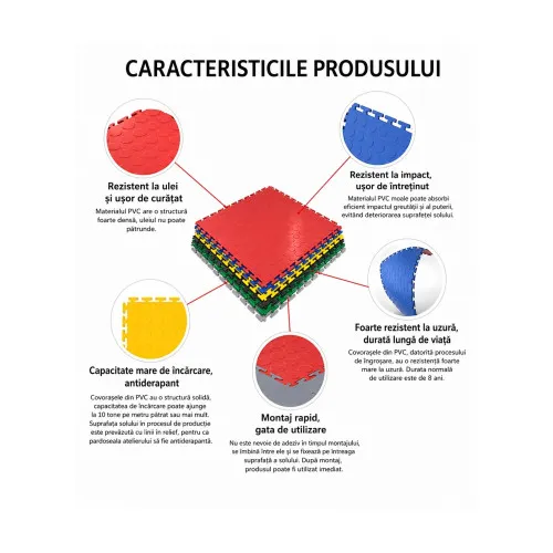 Pardoseala modulara PVC pentru garaj galben 500 x 500 x 6 mm — imaginea 5