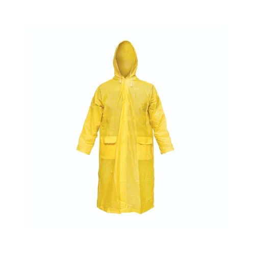 Pelerina ploaie impermeabila PVC cu gluga buzunare capse galben marime XL