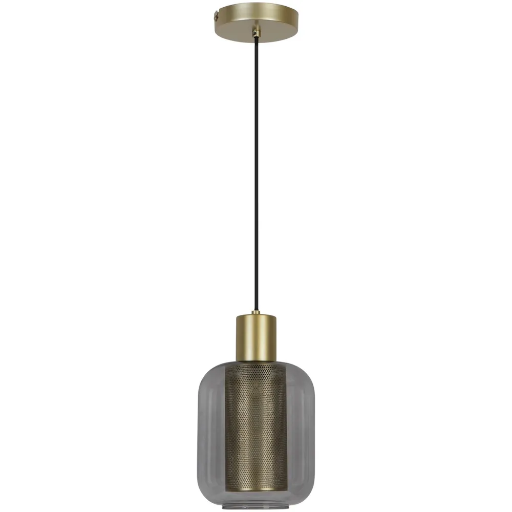 Pendul Courba, 1 x E27, D 17 cm, sticla fumurie