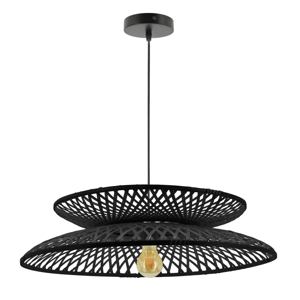 Pendul Shiso, 1 x E27, D 60 cm, ratan, negru