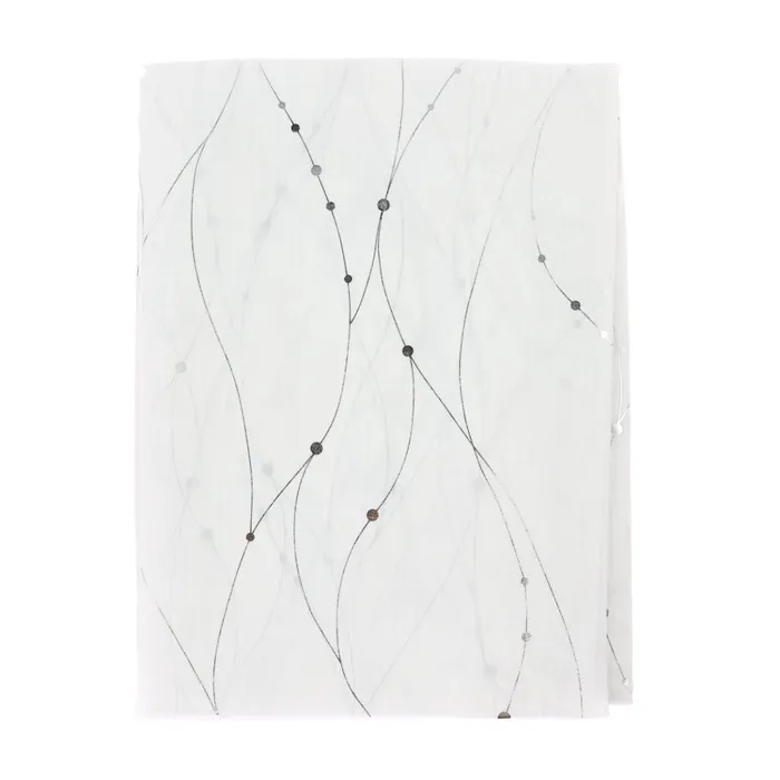 Perdea cu bride Sehlbach, poliester, alb, cu imprimeu, 140 x 245 cm