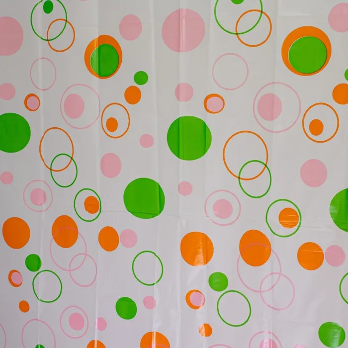 Perdea dus Hypo 4101, model buline, alb + portocaliu + verde, 180 x 180 cm