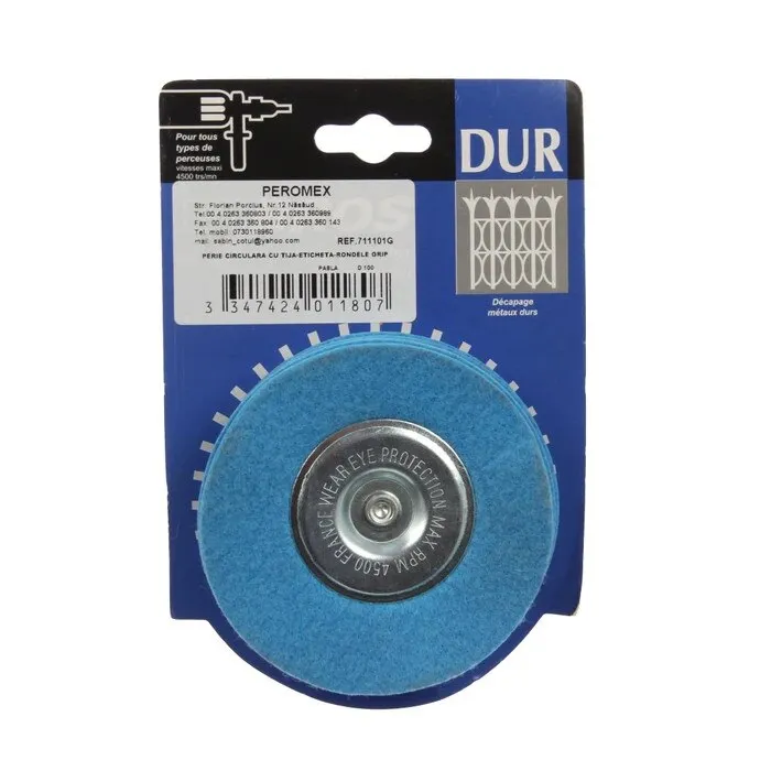 Perie circulara, cu tija, pentru inox /aluminiu / metale moi, Peromex 7111101G, diametru 100 mm