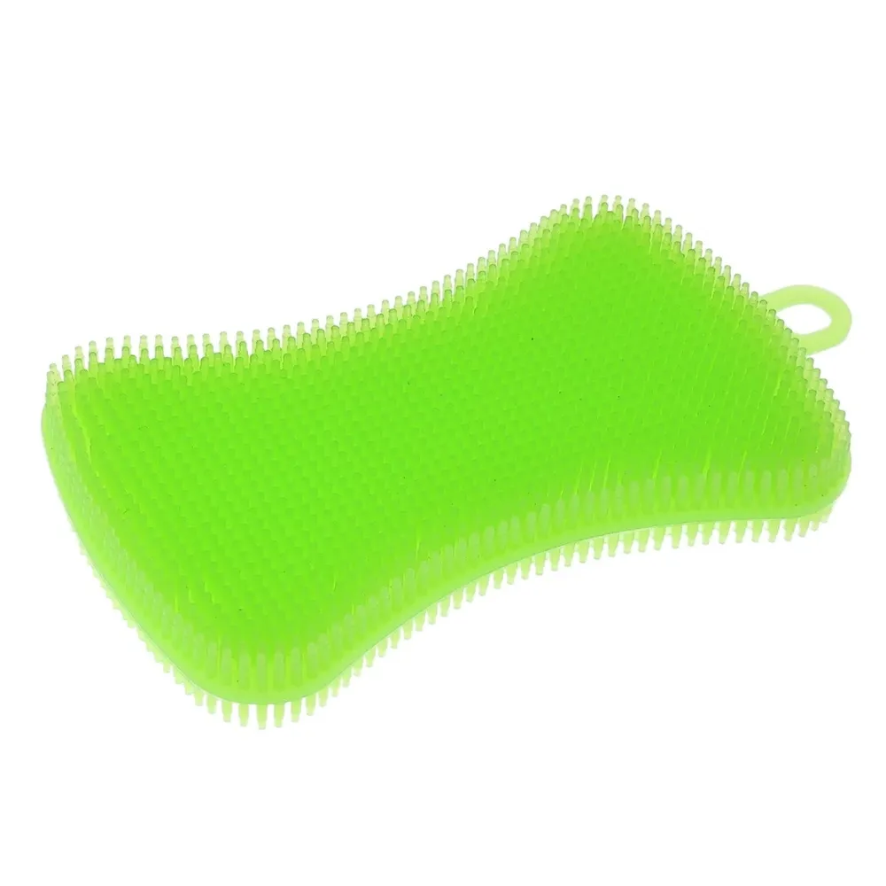 Perie de curatat YKW-033, silicon, verde, 12x6.5x1.2cm