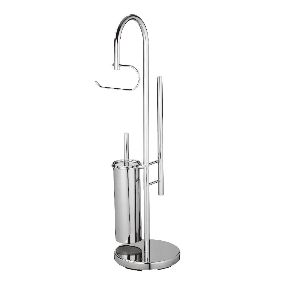 Perie WC cu suport pentru hartie igienica, Kadda din inox, 22 x 79 cm