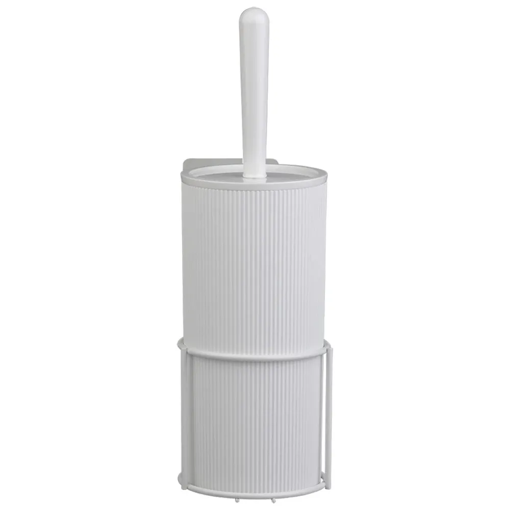 Perie WC Okyanus Home Mina MB-861B-434, montaj suspendat, polipropilena + otel, finisaj alb, 10.5 x 10.5 x 33.5 cm