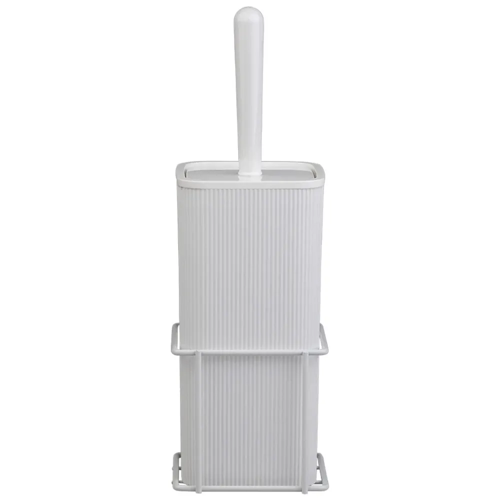 Perie WC Okyanus Home Mina MB-864B-424, montaj suspendat, polipropilena + otel, finisaj alb, 10.5 x 10.5 x 33.5 cm