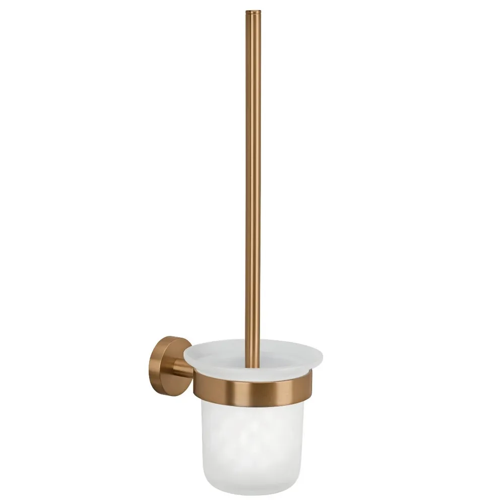 Perie WC tesa Moon 40601, suspendat, autoadeziv, metal inox + sticla mata, 37.9 x 11.2 x 14.5 cm