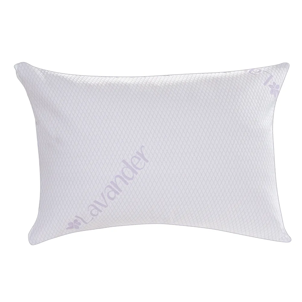 Perna pentru dormit Lavanda Therapy Memory, fulgi memory + tricot cu lavanda, alb + mov, 50x70 cm