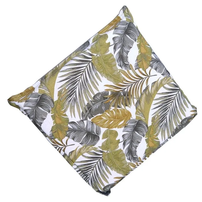 Perna scaun Botanica, bumbac + poliester, gri + verde, 40 x 40 x 4 cm
