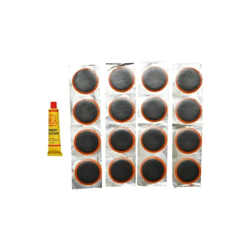 Petice rotunde vulcanizare anvelope si camere de aer Ø50 mm 16 bucati cu adeziv 20 ml — imaginea 2