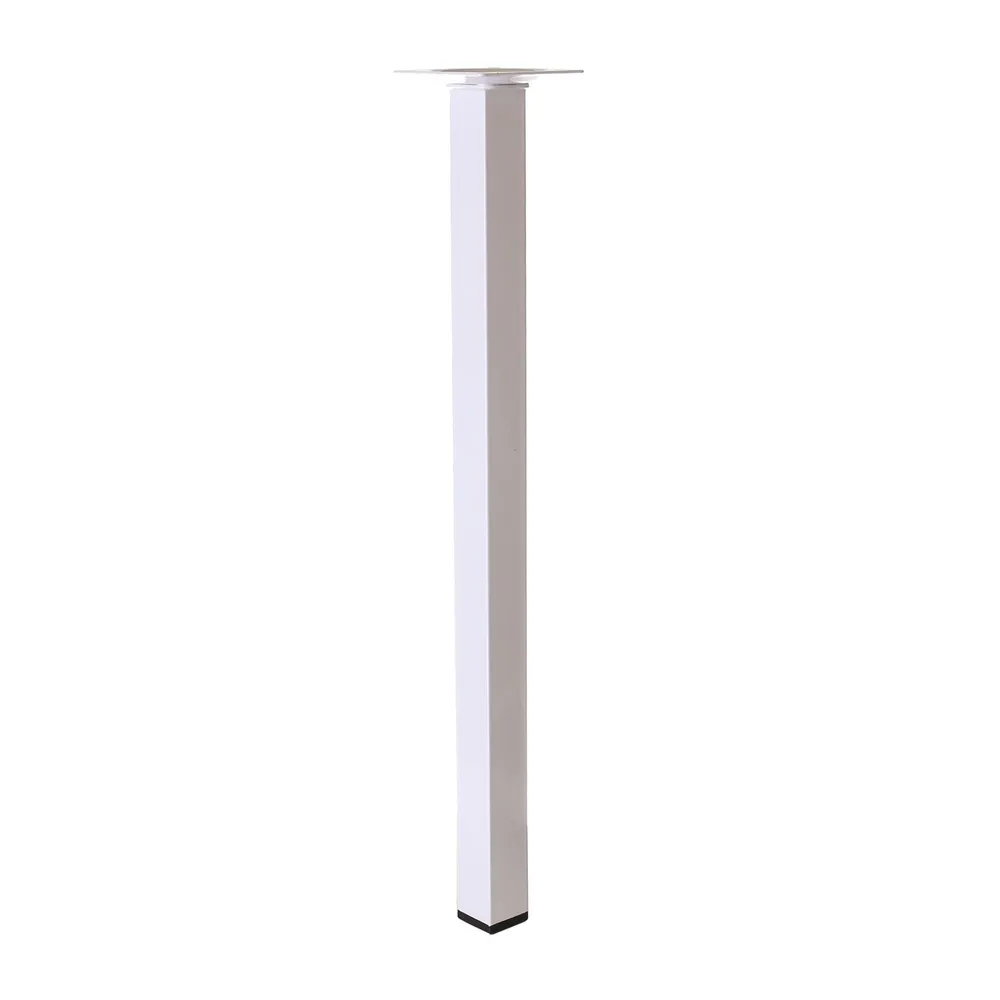 Picior mobila, 25 x 25 mm, H 300 mm, otel inoxidabil, alb, lucios