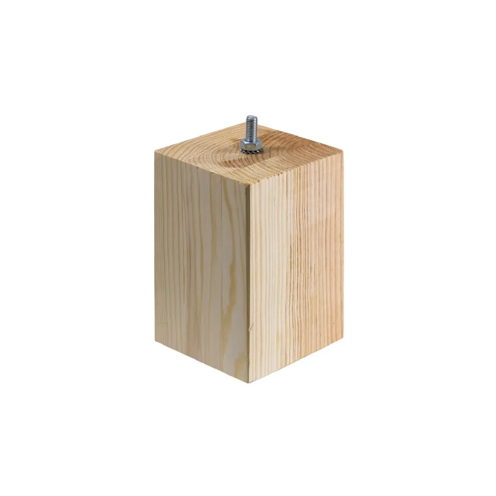 Picior mobila, 90 x 90 mm, H 150 mm, lemn brut