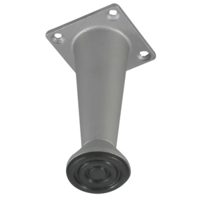 Picior mobila, universal, metalic, reglabil, crom satinat, rotund, 80 mm