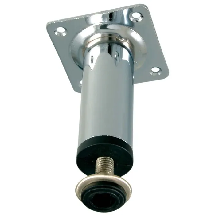 Picior mobila, universal, metalic, reglabil, cu placa, cromat, 80 mm