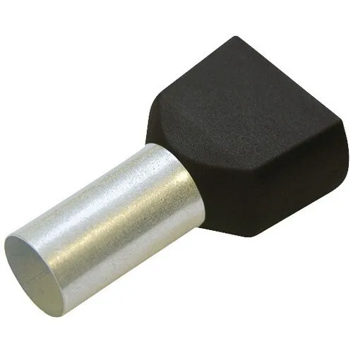 Pini terminali izolati Starke 2x1, 5 mm², 50 bucati, pentru conductor litat, culoare neagra