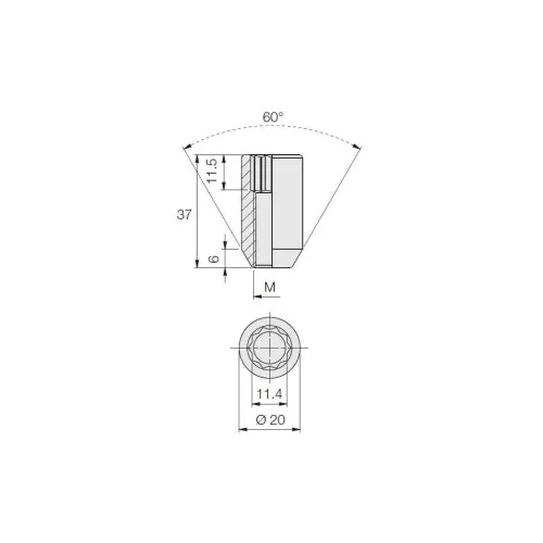 Piulita M14x1.5 cap cheie ingropat 37 mm pentru jante aluminiu — imaginea 2