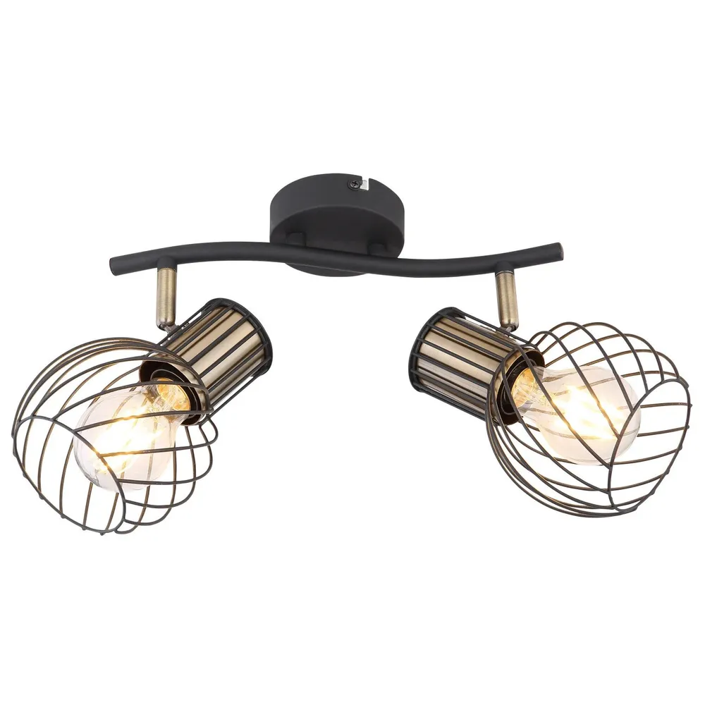 Plafoniera Argusto 54013-2, 2 x E27, negru mat + auriu, modern