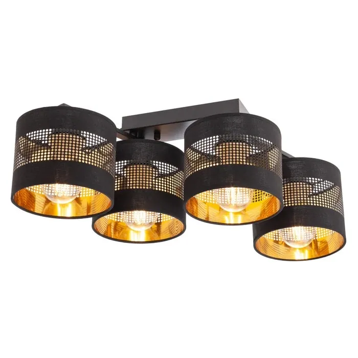 Plafoniera Flint 01-2952, 4 x E27, negru, modern