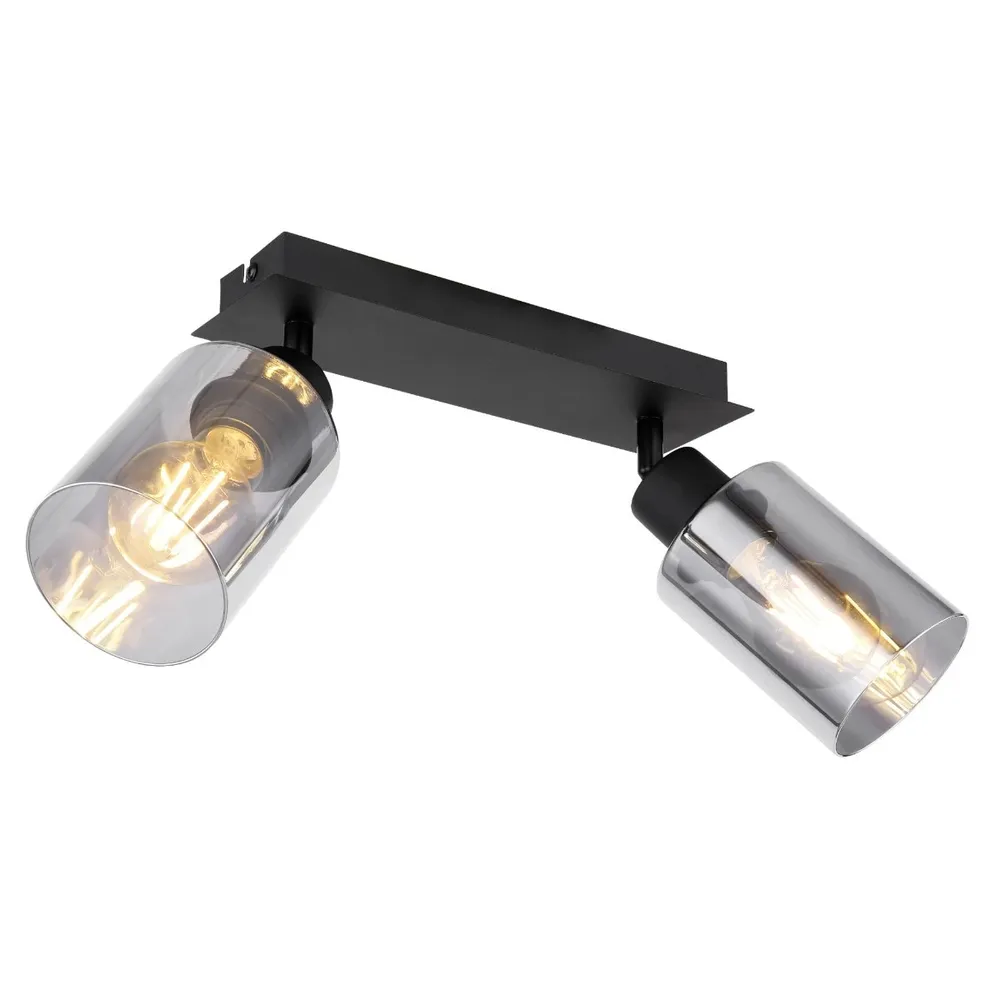 Plafoniera Hadera 15465-2, 2 x E27, negru mat + fumuriu, modern